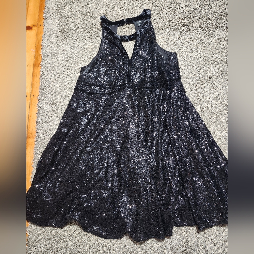 Torrid Black Sequin Velvet Dress